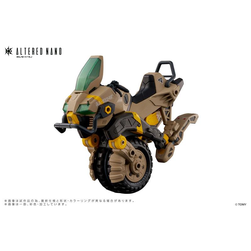 [預訂] Altered Nano AN-02 AA-CAVALL〈卡瓦斯〉1024 模型，沙色和黃色機車形態。