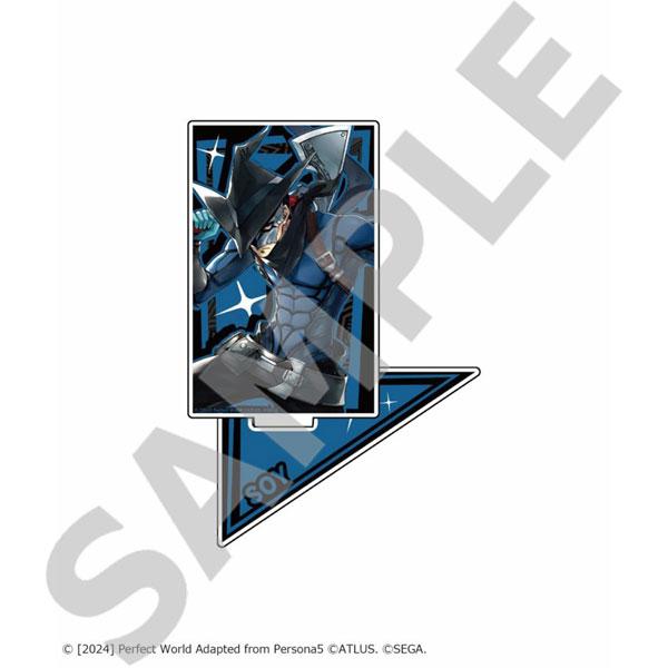 [預訂] 女神異聞錄5 SOY立牌，人物戴帽子面具，藍色風格，底座為三角形。