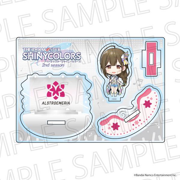 動畫「偶像大師 閃耀色彩」桑山千雪搖晃立牌，包含人物、舞台底座及裝飾配件。