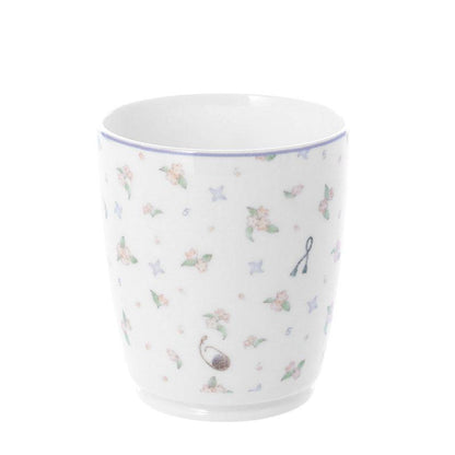 [預訂] 忍者亂太郎五年級花朵馬克杯，白色杯身印有可愛花朵圖案。