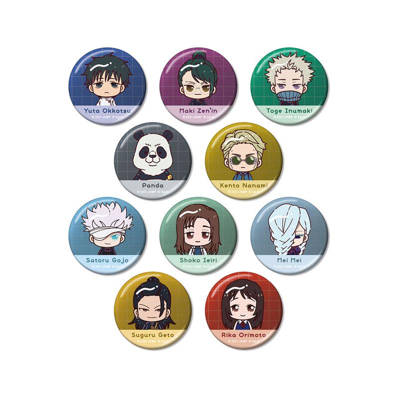 『劇場版 咒術迴戰0』交換金屬徽章10個入BOX，展示多個角色Q版圖案設計。