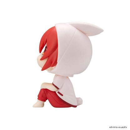 [預訂] LookUp 偶像星願 七瀨陸 完成品模型，紅髮角色穿著兔子帽衫，坐姿側面圖。