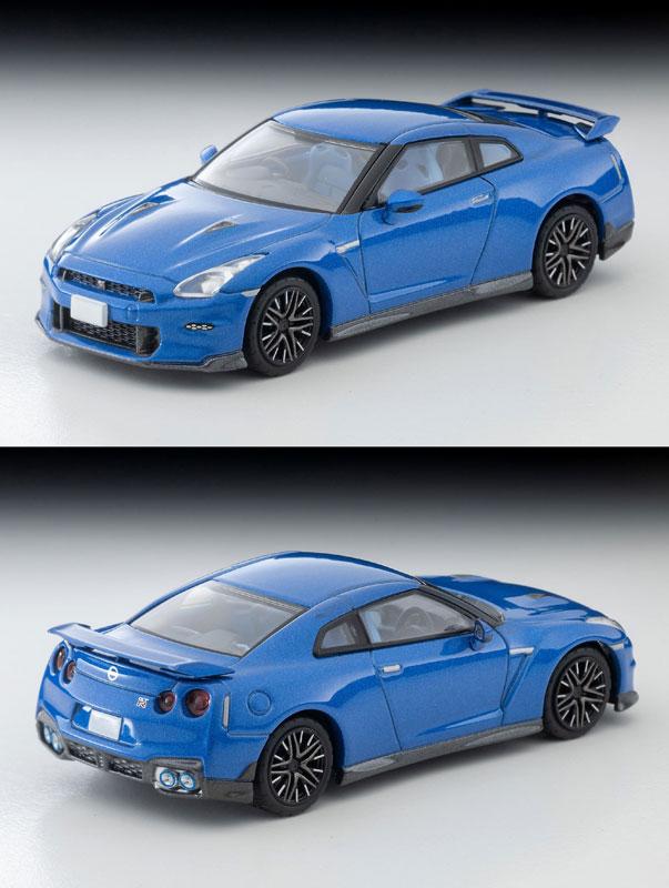 [預訂] Tomica Limited Vintage Neo LV-N350b 藍色 NISSAN GT-R Premium edition 2025 模型車，正面及背面展示。