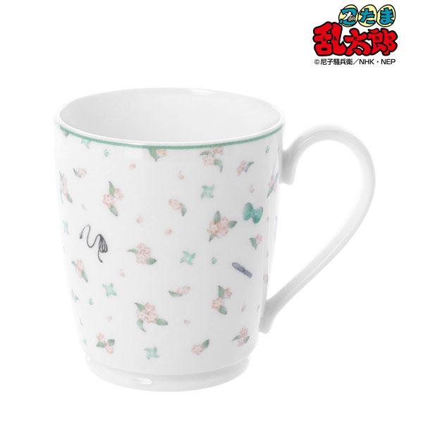 [預訂] 忍者亂太郎 Noritake聯名馬克杯，六年級設計，白色杯身帶可愛花朵圖案。