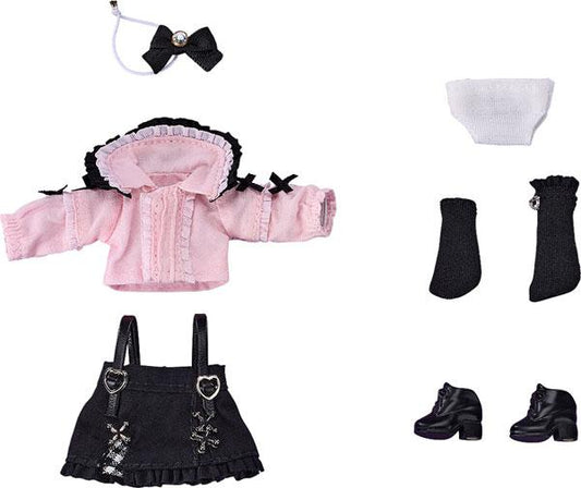 [Pre-order] Clay Doll Outfit Suspender Skirt Suit (Pink &amp; Black) "Pre-order for May 25"