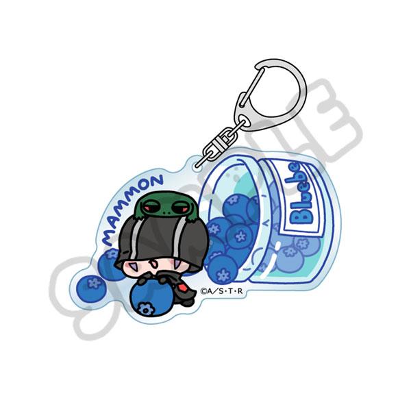 家庭教師REBORN! Q版瑪蒙抱藍莓圖案鑰匙圈。
