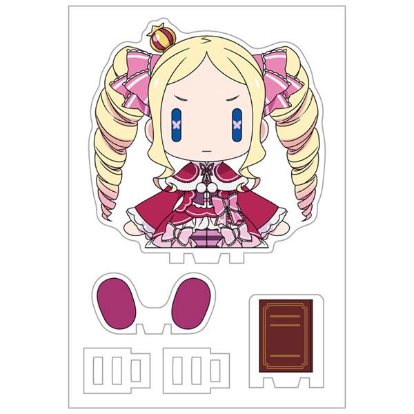 [預訂] 碧翠絲坐姿吉祥物拆卸圖，包括人物、底座與書本配件。