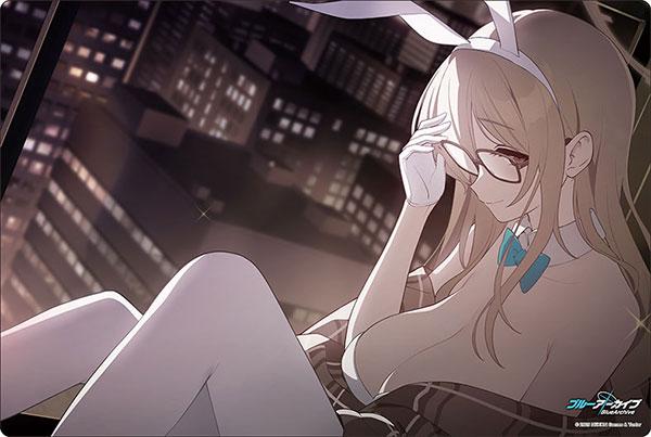 [預訂] 橡膠墊：蔚藍檔案 朱音(兔女郎)紀念大廳插圖，兔耳女郎角色戴眼鏡。