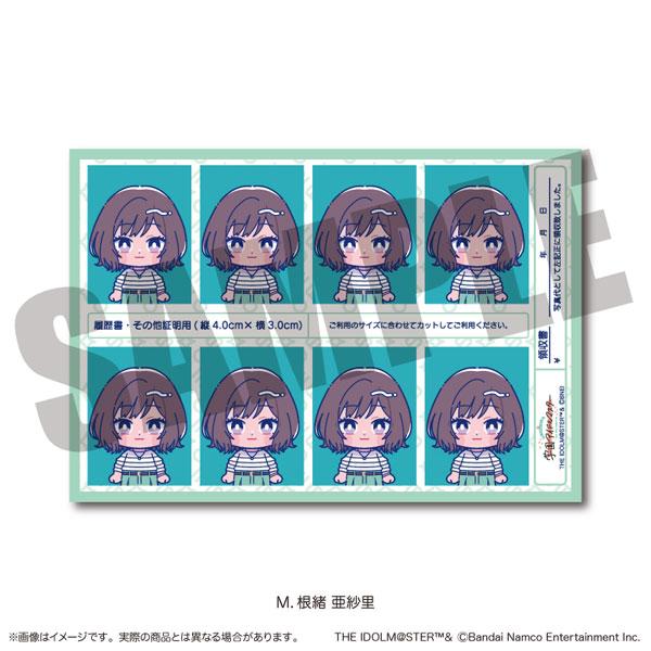 「學園偶像大師」根緒亞紗里證件照風格貼紙Vol.2，八個相同設計排列。