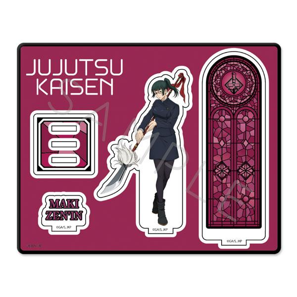 [預訂] 咒術迴戰2期立牌第4彈：禪院真希持武器站姿，搭配幾何圖形和彩繪玻璃設計。