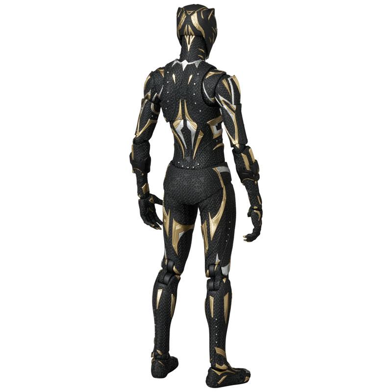 MAFEX 黑豹 (瓦干達萬歲) 黑色戰衣可動人偶，背面。