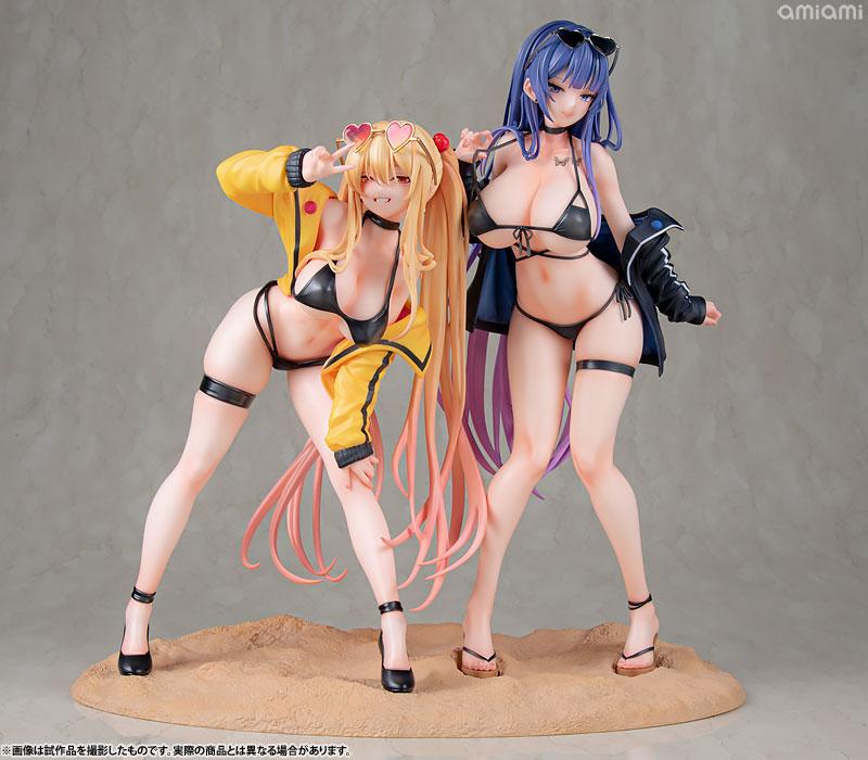 尤娜和小百合1/6比例完成品模型套裝，比基尼裝扮，附專用臺座。