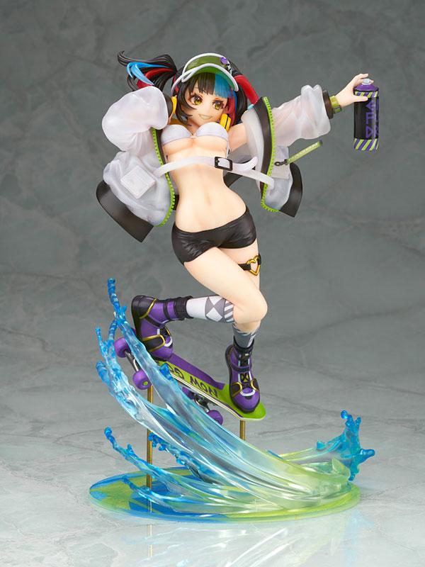 Fate/Grand Order Berserker/清少納言 1/7 模型：滑板上的人物手持噴漆罐，動感姿勢。