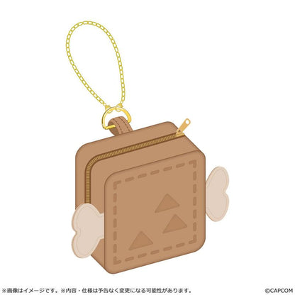 魔物獵人 MonDefo 立方體造型收納袋，附有金色鏈條。