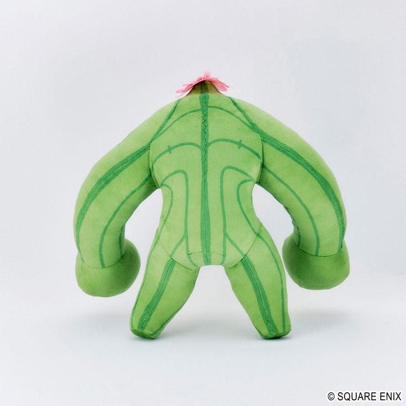 [預訂] 最終幻想XIV 可彎曲毛絨公仔 〈酒桶刺〉背面特寫，綠色仙人掌造型，頭頂粉色花朵。