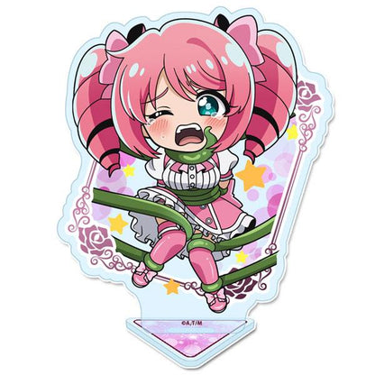 [預訂] TV動畫「成為魔法少女」立牌，瑪吉雅洋紅被綠色藤蔓捆綁的哭泣Q版人物。