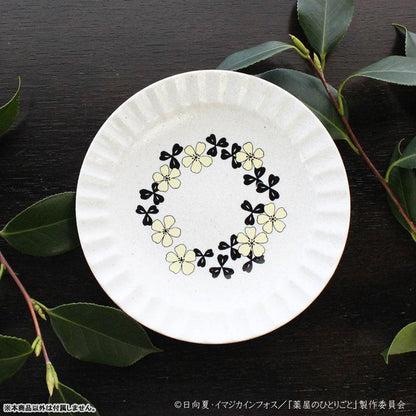[預訂] 藥師少女的獨語 美濃燒 宵夜盤，貓貓圖案，白色盤子，花朵環繞設計。