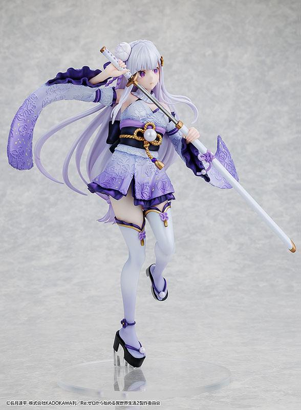 [預訂] Re：從零開始的異世界生活 愛蜜莉雅 戰鬥服ver. 1/7 完成品模型，持劍站立姿態。