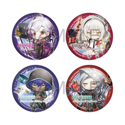 《Fate/Grand Order》CharaToria罐 Vol.19，展示四款角色徽章，包括Avenger Monte Cristo等。