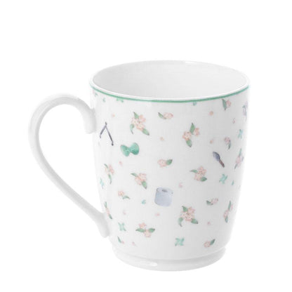 [預訂] 忍者亂太郎六年級 Collabo 馬克杯，白色底，花朵圖案。