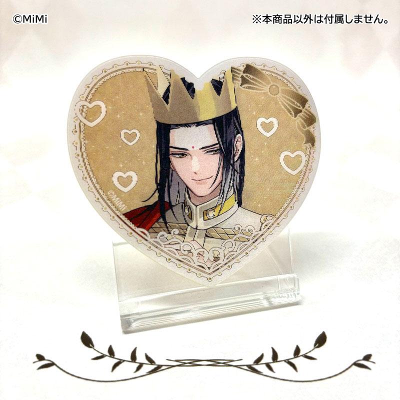 金光瑤壓克力貼紙，戴皇冠，心形金色背景。