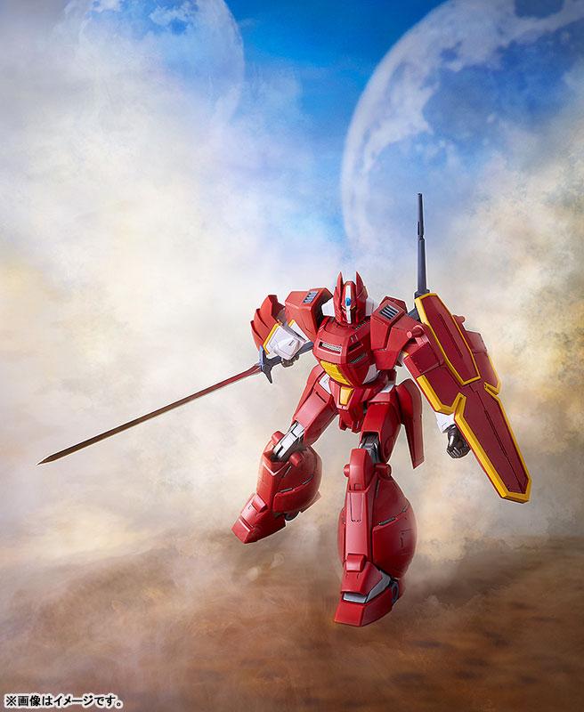 [預訂] MODEROID 機甲界 加里安重裝改 模型，紅色機體持劍與盾牌。