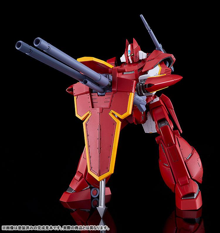 [預訂] MODEROID 機甲界 加里安重裝改 模型，紅色機體配備雙管炮。