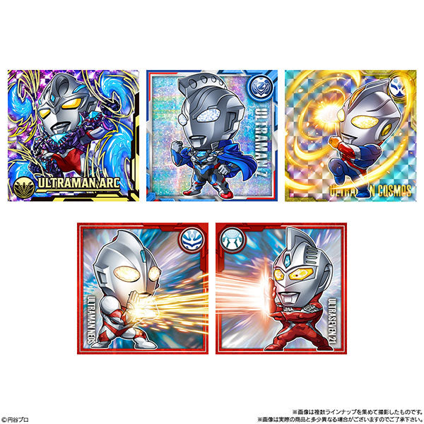 超人力霸王貼紙威化vol.5，展示多款角色設計，包括ULTRAMAN ARC、ULTRAMAN Z等可愛造型貼紙。