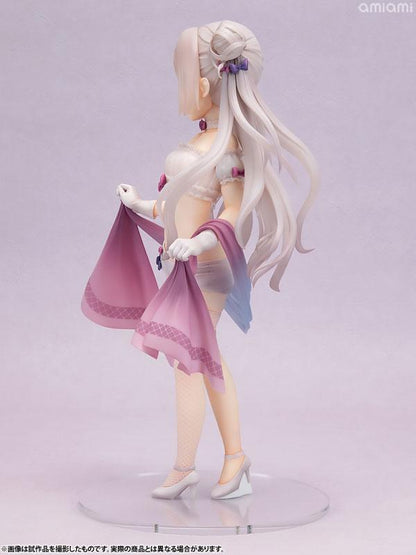 栫香那子 illustrated by 米奇王 1/5.5 完成品模型，白色服裝，持粉色披肩。