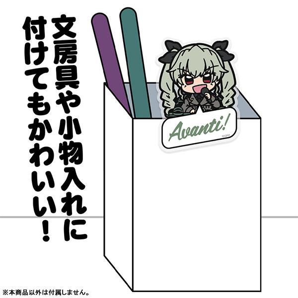 安丘比壓克力夾子，少女與戰車最終章，從白色收納盒探出頭的設計。