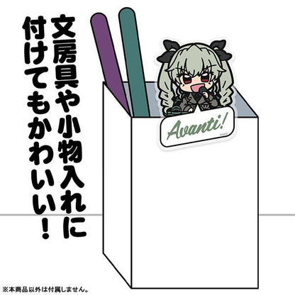 安丘比壓克力夾子，少女與戰車最終章，從白色收納盒探出頭的設計。