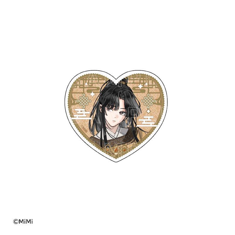 壓克力貼紙：金凌，心形背景帶有中國結圖案。