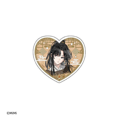 壓克力貼紙：金凌，心形背景帶有中國結圖案。