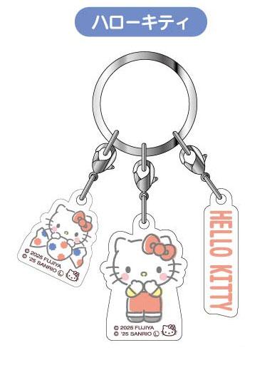 [預訂] PEKO×三麗鷗 Hello Kitty 3連鑰匙扣，包括Hello Kitty角色圖案。