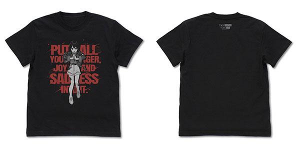 井芹仁菜黑色T恤，正面印有文字和角色圖案，背面空白。