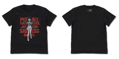 井芹仁菜黑色T恤，正面印有文字和角色圖案，背面空白。