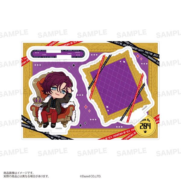 『魅力』立牌 天堂天彥 玉座ver.，Q版人物坐在王座上，背景有相框裝飾，紫色調。