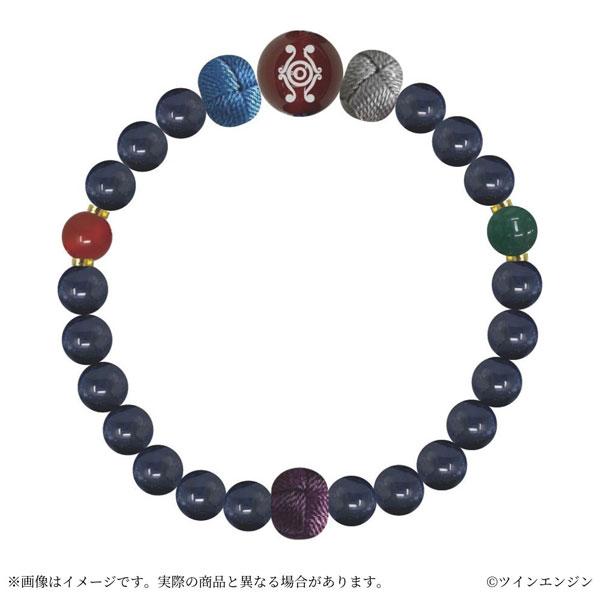 物怪賣藥郎天然石手鍊，深藍珠串搭配特色符號珠及編織結。