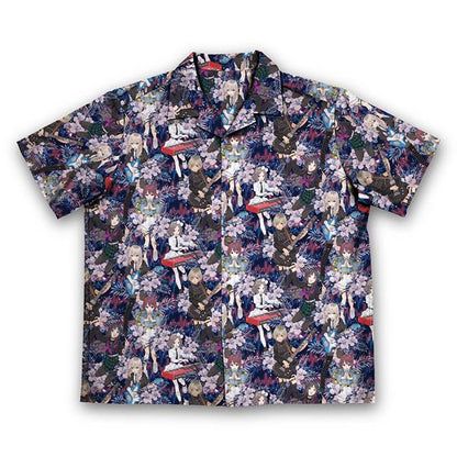 [預訂] Girls Band Cry TOGENASHI TOGEARI 夏威夷恤衫，佈滿動畫人物及花卉圖案。