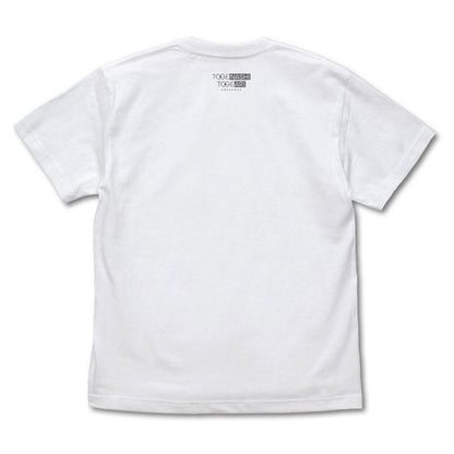 白色T恤背面，衣領下方有文字圖案。河原木桃香「全部都放進去。」T恤。