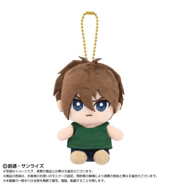 Q版坐姿毛公仔吉祥物，新機動戰記鋼彈W 希洛·唯，帶金色鏈條。