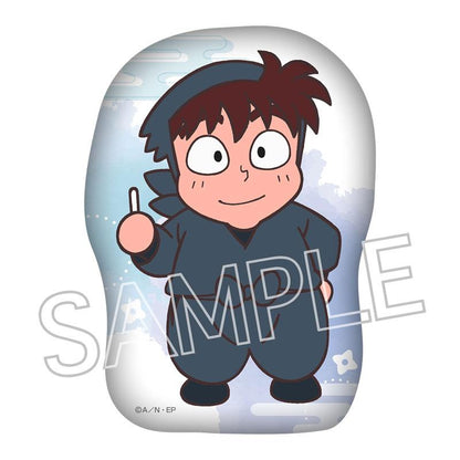 忍者亂太郎模切靠墊，土井半助舉起手指的卡通形象。