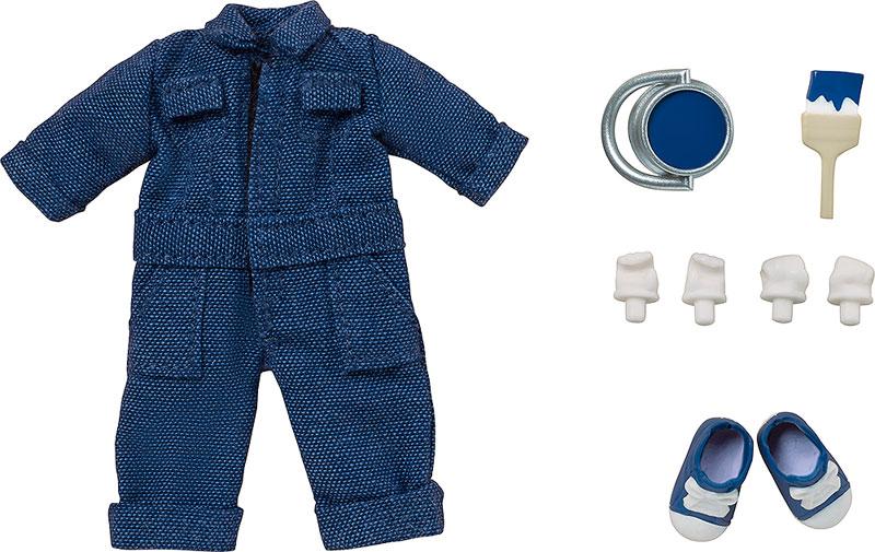 黏土娃色彩繽紛工作服套裝：牛仔布工裝、鞋子、畫筆、顏料及替換手配件.