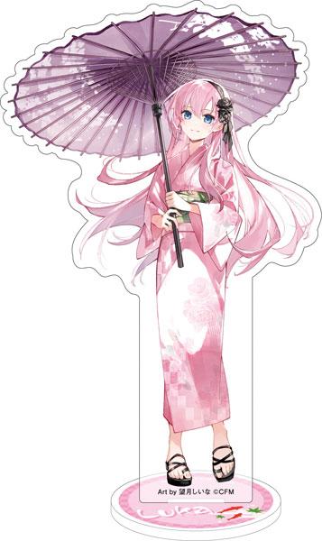 [預訂] 巡音流歌立牌：粉色和服少女持紫色陽傘站立。