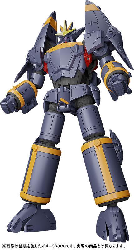 MODEROID 迷你合體變形飛越巔峯！ Gunbuster 模型，全身灰紫配色，站立姿勢展示。