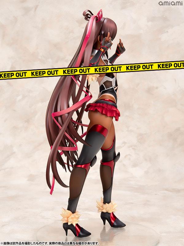 對魔忍雪風 水城雪風 限定版 1/6 完成品模型，性感姿勢，帶有警戒線。