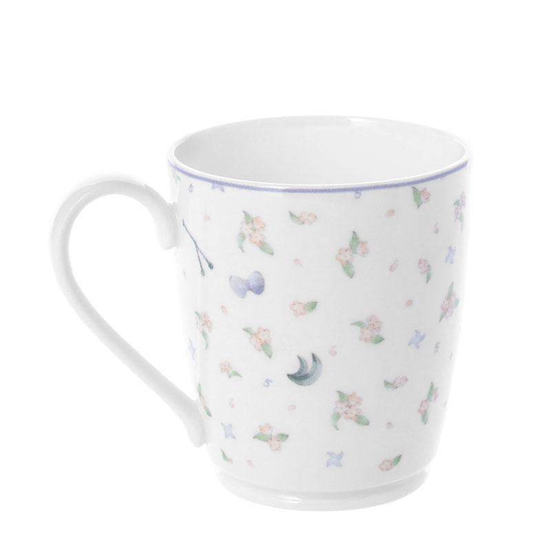 [預訂] 忍者亂太郎五年級馬克杯，白色杯身，可愛花朵圖案。