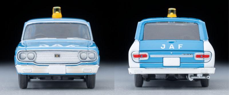 [預訂] Tomica Limited Vintage LV-203b 豐田 Masterline Light Van (JAF) 66年式模型車，前視圖和後視圖。