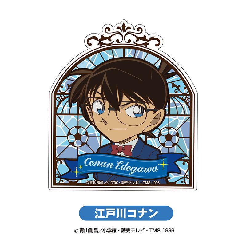 [預訂] 名偵探柯南壓克力吊飾，江戶川柯南穿西裝，背景為彩繪玻璃。