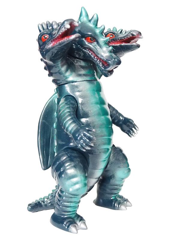 幻之三頭龍系列第三期，超光澤綠色金屬色三頭龍模型，細緻刻畫。